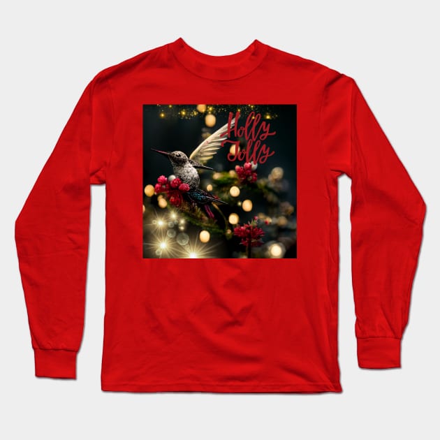 Holly Jolly - Christmas Hummingbird Long Sleeve T-Shirt by Design-by-Evita